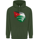Curled Jordan Flag Jordanian Day Football Mens 80% Cotton Hoodie Forest Green