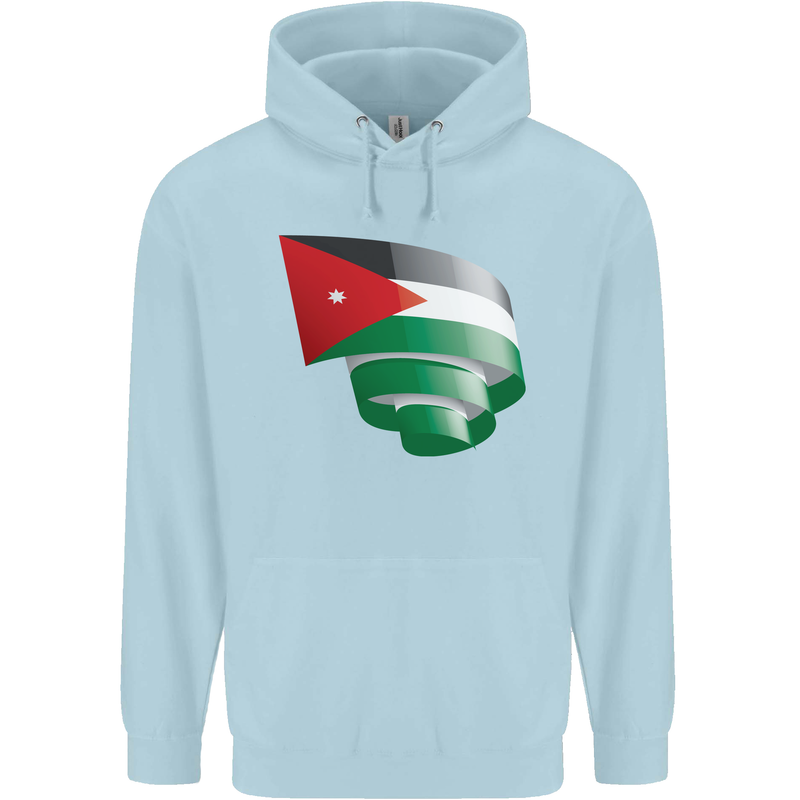 Curled Jordan Flag Jordanian Day Football Mens 80% Cotton Hoodie Light Blue