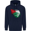 Curled Jordan Flag Jordanian Day Football Mens 80% Cotton Hoodie Navy Blue
