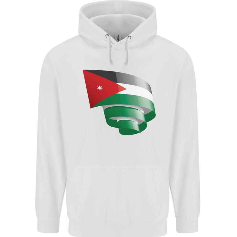 Curled Jordan Flag Jordanian Day Football Mens 80% Cotton Hoodie White