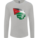Curled Jordan Flag Jordanian Day Football Mens Long Sleeve T-Shirt Sports Grey