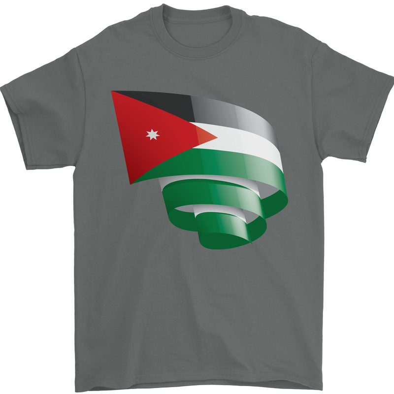 Curled Jordan Flag Jordanian Day Football Mens T-Shirt 100% Cotton Charcoal