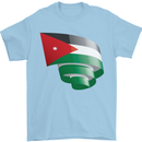 Curled Jordan Flag Jordanian Day Football Mens T-Shirt 100% Cotton Light Blue