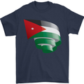 Curled Jordan Flag Jordanian Day Football Mens T-Shirt 100% Cotton Navy Blue