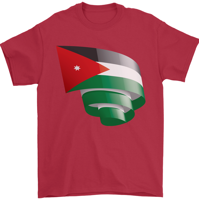 Curled Jordan Flag Jordanian Day Football Mens T-Shirt 100% Cotton Red