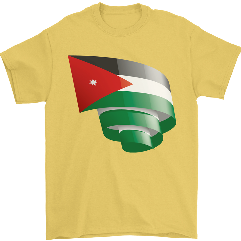 Curled Jordan Flag Jordanian Day Football Mens T-Shirt 100% Cotton Yellow