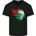 Curled Jordan Flag Jordanian Day Football Mens V-Neck Cotton T-Shirt Black