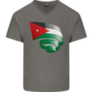 Curled Jordan Flag Jordanian Day Football Mens V-Neck Cotton T-Shirt Charcoal