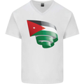 Curled Jordan Flag Jordanian Day Football Mens V-Neck Cotton T-Shirt White