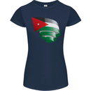Curled Jordan Flag Jordanian Day Football Womens Petite Cut T-Shirt Navy Blue