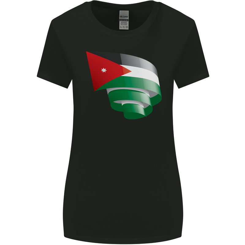 Curled Jordan Flag Jordanian Day Football Womens Wider Cut T-Shirt Black