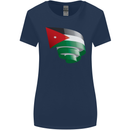 Curled Jordan Flag Jordanian Day Football Womens Wider Cut T-Shirt Navy Blue