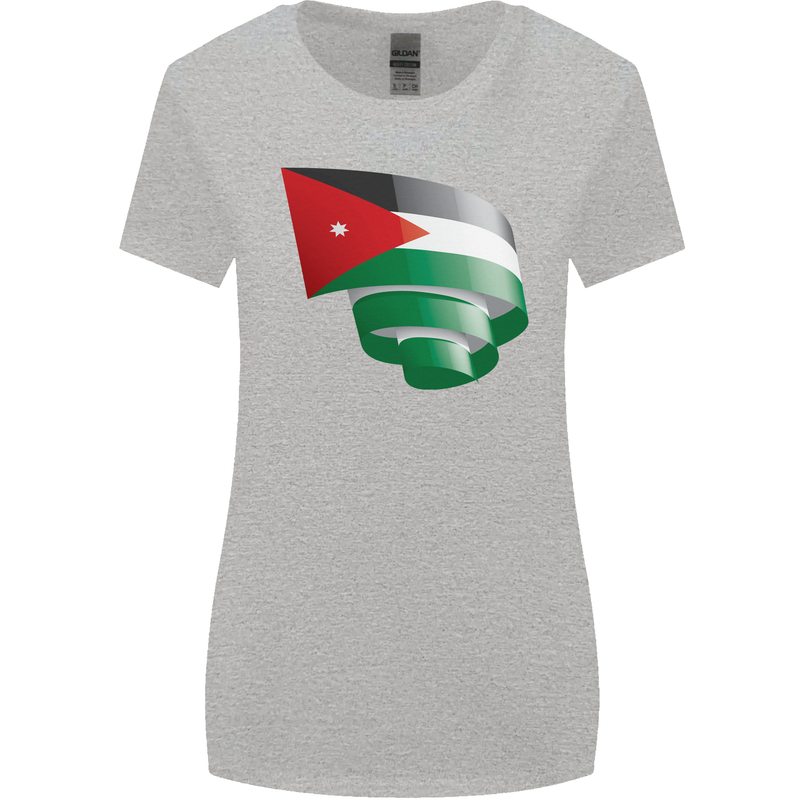 Curled Jordan Flag Jordanian Day Football Womens Wider Cut T-Shirt Sports Grey