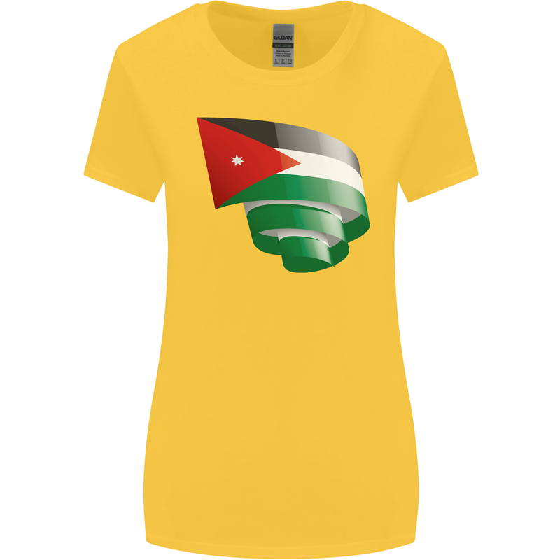 Curled Jordan Flag Jordanian Day Football Womens Wider Cut T-Shirt Yellow