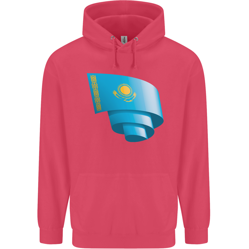 Curled Kazakhstan Flag Kazakh Day Football Childrens Kids Hoodie Heliconia