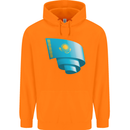 Curled Kazakhstan Flag Kazakh Day Football Childrens Kids Hoodie Orange