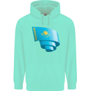 Curled Kazakhstan Flag Kazakh Day Football Childrens Kids Hoodie Peppermint