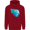 Curled Kazakhstan Flag Kazakh Day Football Childrens Kids Hoodie Red