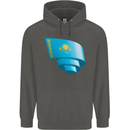 Curled Kazakhstan Flag Kazakh Day Football Childrens Kids Hoodie Storm Grey