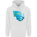 Curled Kazakhstan Flag Kazakh Day Football Childrens Kids Hoodie White