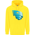 Curled Kazakhstan Flag Kazakh Day Football Childrens Kids Hoodie Yellow