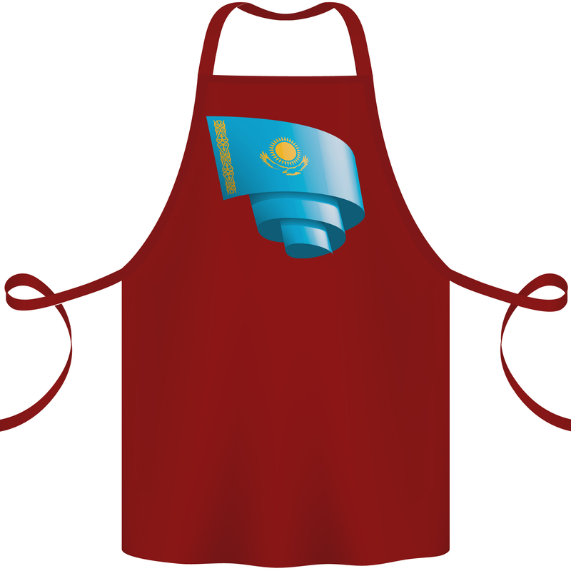 Curled Kazakhstan Flag Kazakh Day Football Cotton Apron 100% Organic Maroon