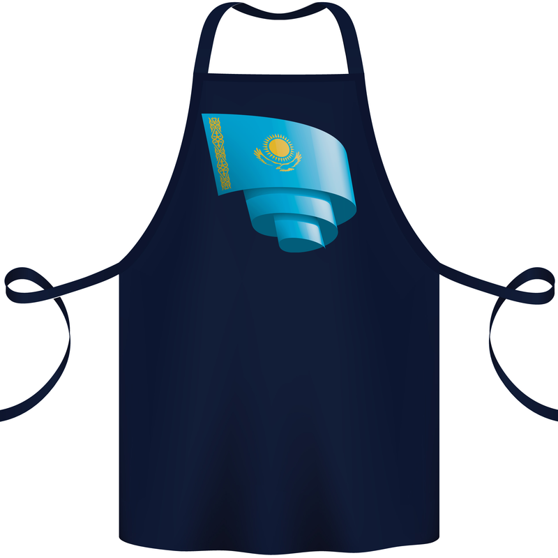 Curled Kazakhstan Flag Kazakh Day Football Cotton Apron 100% Organic Navy Blue