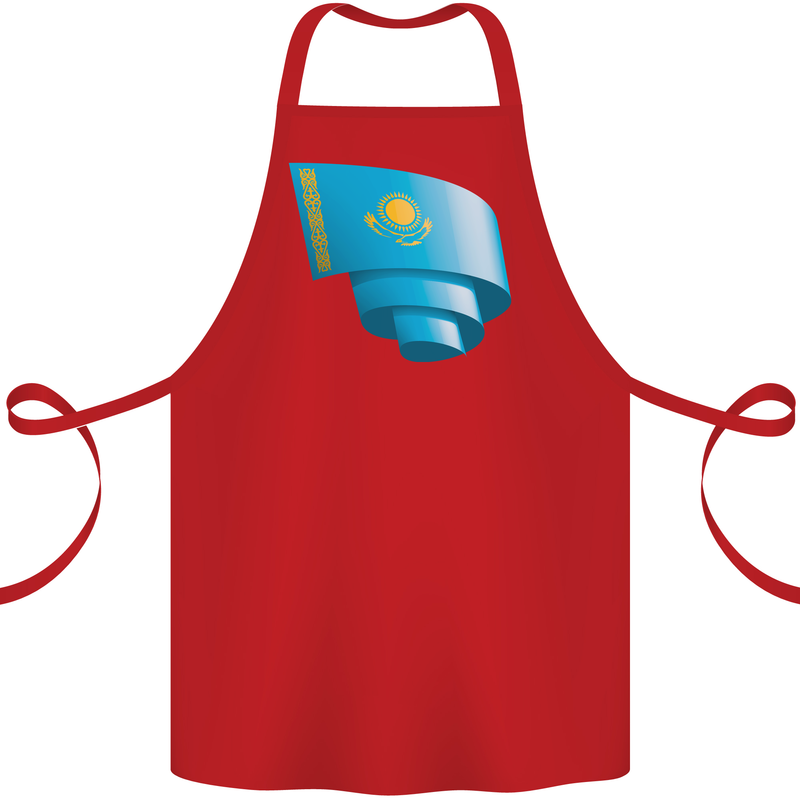 Curled Kazakhstan Flag Kazakh Day Football Cotton Apron 100% Organic Red