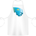 Curled Kazakhstan Flag Kazakh Day Football Cotton Apron 100% Organic White