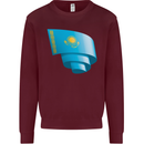 Curled Kazakhstan Flag Kazakh Day Football Kids Sweatshirt Jumper Maroon