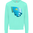 Curled Kazakhstan Flag Kazakh Day Football Kids Sweatshirt Jumper Peppermint