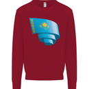 Curled Kazakhstan Flag Kazakh Day Football Kids Sweatshirt Jumper Red