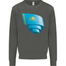Curled Kazakhstan Flag Kazakh Day Football Kids Sweatshirt Jumper Storm Grey
