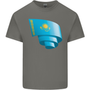 Curled Kazakhstan Flag Kazakh Day Football Kids T-Shirt Childrens Charcoal