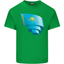 Curled Kazakhstan Flag Kazakh Day Football Kids T-Shirt Childrens Irish Green
