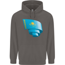 Curled Kazakhstan Flag Kazakh Day Football Mens 80% Cotton Hoodie Charcoal