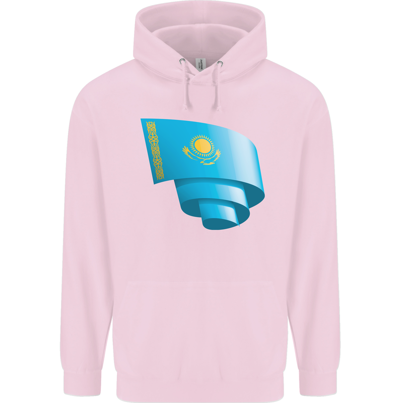 Curled Kazakhstan Flag Kazakh Day Football Mens 80% Cotton Hoodie Light Pink