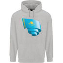 Curled Kazakhstan Flag Kazakh Day Football Mens 80% Cotton Hoodie Sports Grey