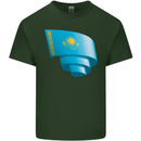 Curled Kazakhstan Flag Kazakh Day Football Mens Cotton T-Shirt Tee Top Forest Green