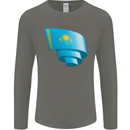 Curled Kazakhstan Flag Kazakh Day Football Mens Long Sleeve T-Shirt Charcoal
