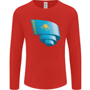Curled Kazakhstan Flag Kazakh Day Football Mens Long Sleeve T-Shirt Red