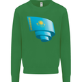 Curled Kazakhstan Flag Kazakh Day Football Mens Sweatshirt Jumper Irish Green