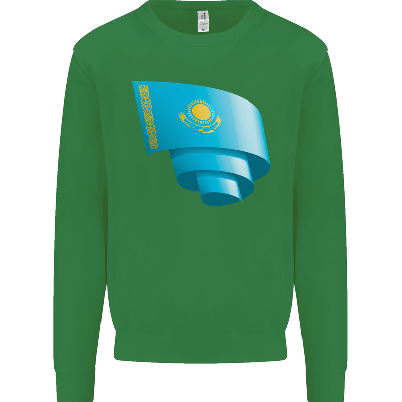 Curled Kazakhstan Flag Kazakh Day Football Mens Sweatshirt Jumper Irish Green