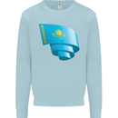 Curled Kazakhstan Flag Kazakh Day Football Mens Sweatshirt Jumper Light Blue