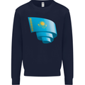 Curled Kazakhstan Flag Kazakh Day Football Mens Sweatshirt Jumper Navy Blue