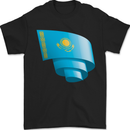 Curled Kazakhstan Flag Kazakh Day Football Mens T-Shirt 100% Cotton Black