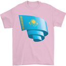 Curled Kazakhstan Flag Kazakh Day Football Mens T-Shirt 100% Cotton Light Pink