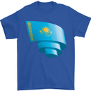 Curled Kazakhstan Flag Kazakh Day Football Mens T-Shirt 100% Cotton Royal Blue