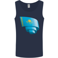 Curled Kazakhstan Flag Kazakh Day Football Mens Vest Tank Top Navy Blue