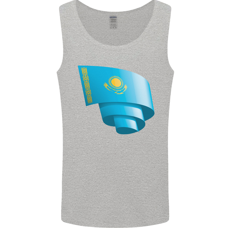 Curled Kazakhstan Flag Kazakh Day Football Mens Vest Tank Top Sports Grey